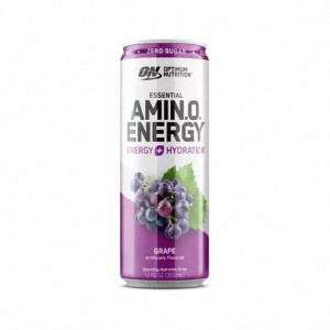 Optimum Nutrition ESSENTIAL AMIN.O. ENERGY+ Electrolytes Sparkling Grape 355ml * 12 Cans (12 Servings) | 379048-TSC