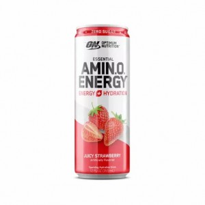 Optimum Nutrition ESSENTIAL AMIN.O. ENERGY+ Electrolytes Sparkling Juicy Strawberry 355ml * 12 Cans (12 Servings) | 392564-BOS