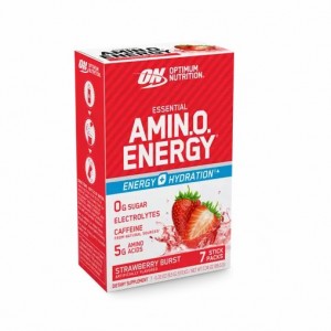 Optimum Nutrition Essential AMIN.O. ENERGY + Electrolytes Strawberry Burst 7 Stick Packs (7 Servings) | 384671-TDU