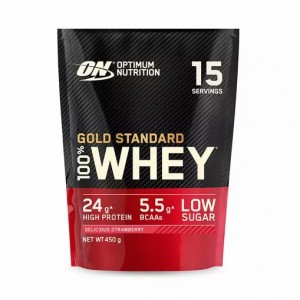 Optimum Nutrition Gold Standard 100% Whey Protein Powder Delicious Strawberry 450 grams (15 Servings) | 649218-CSW
