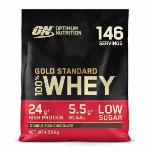 Optimum Nutrition Gold Standard 100% Whey Protein Powder Double Rich Chocolate 4.53 kg (146 Servings) | 456298-DCO