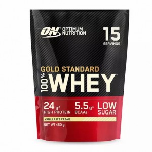 Optimum Nutrition Gold Standard 100% Whey Protein Powder Vanilla Ice Cream 450 grams (15 Shakes) | 276843-ATX