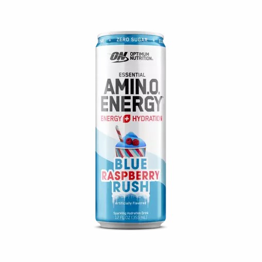 Optimum Nutrition ESSENTIAL AMIN.O. ENERGY+ Electrolytes Sparkling *new* Blue Raspberry Rush 355ml * 12 Cans (12 Servings) | 065913-ZIT