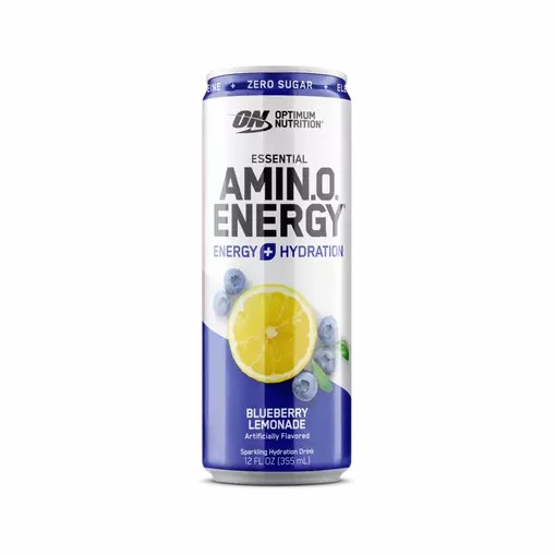 Optimum Nutrition ESSENTIAL AMIN.O. ENERGY+ Electrolytes Sparkling Blueberry Lemonade 355ml * 12 Cans (12 Servings) | 129036-QZD