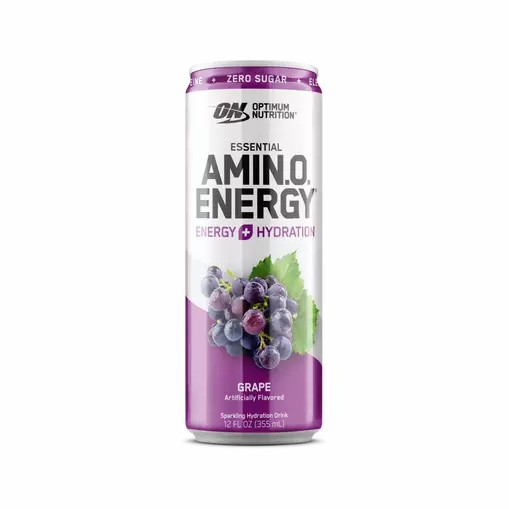Optimum Nutrition ESSENTIAL AMIN.O. ENERGY+ Electrolytes Sparkling Grape 355ml * 12 Cans (12 Servings) | 379048-TSC