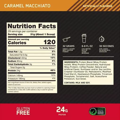 Optimum Nutrition GOLD STANDARD 100% WHEY™ *new* Caramel Macchiato 2 lb (28 Servings) | 960824-VNB