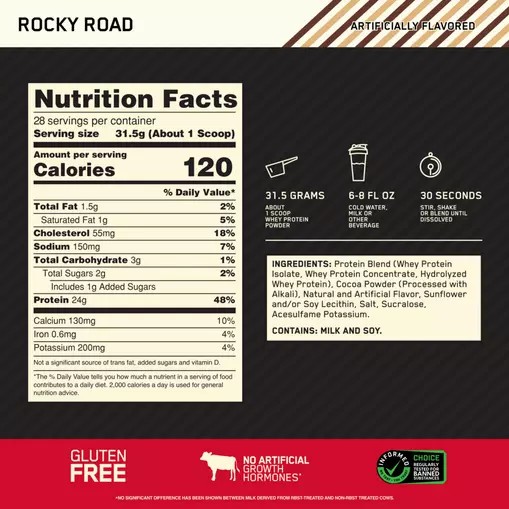 Optimum Nutrition GOLD STANDARD 100% WHEY™ Rocky Road 2 lb (28 Servings) | 487193-XNO
