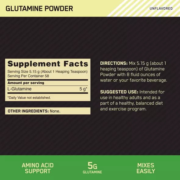 Optimum Nutrition Glutamine Powder 0.66 lb (58 Servings) | 948571-WVN