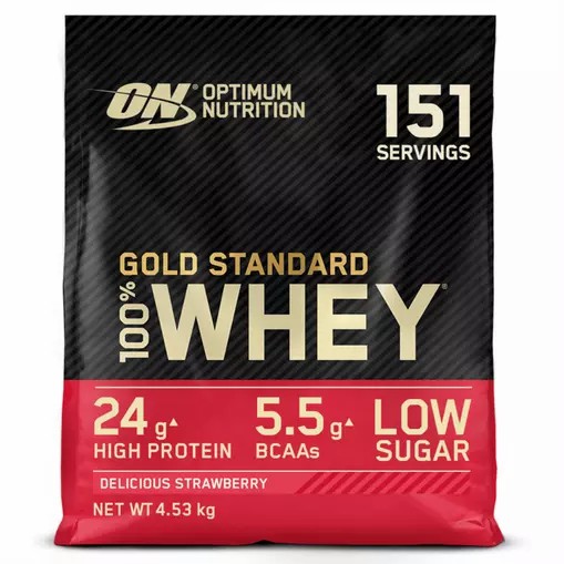 Optimum Nutrition Gold Standard 100% Whey Protein Powder Delicious Strawberry 4.53 kg (151 Servings) | 025619-UQW