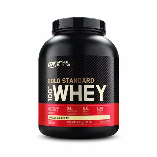 Optimum Nutrition Gold Standard 100% Whey Protein Powder Vanilla Ice Cream 2.28 kg (76 Servings) | 901857-OMA