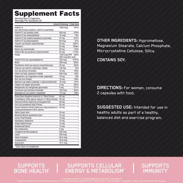 Optimum Nutrition OPTI-WOMEN® Multivitamine Tablets 60 Capsules (30 Servings) | 514732-SKA