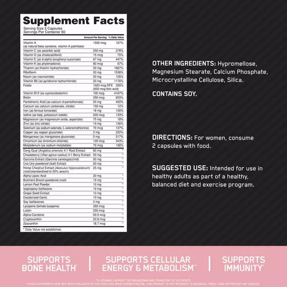 Optimum Nutrition OPTI-WOMEN® Multivitamine Tablets 120 Capsules (60 Servings) | 205718-CTP