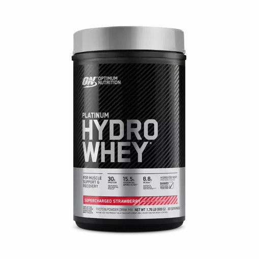Optimum Nutrition PLATINUM HYDROWHEY™ Supercharged Strawberry 1.76 lb (20 Servings) | 051473-WFQ