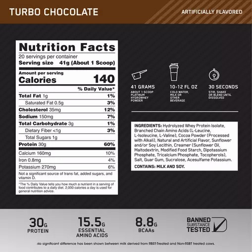 Optimum Nutrition PLATINUM HYDROWHEY™ Turbo Chocolate 1.8 lb - Notify me | 481930-FEB