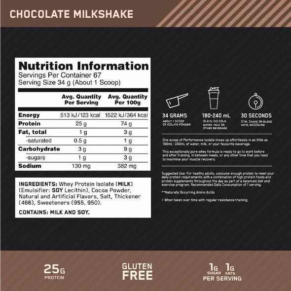 Optimum Nutrition Performance Isolate Chocolate 2.27kg | 619708-YKO